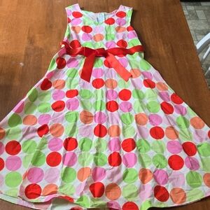 Bonnie Jean Multicolor Polka Dot Dress with Red Accents